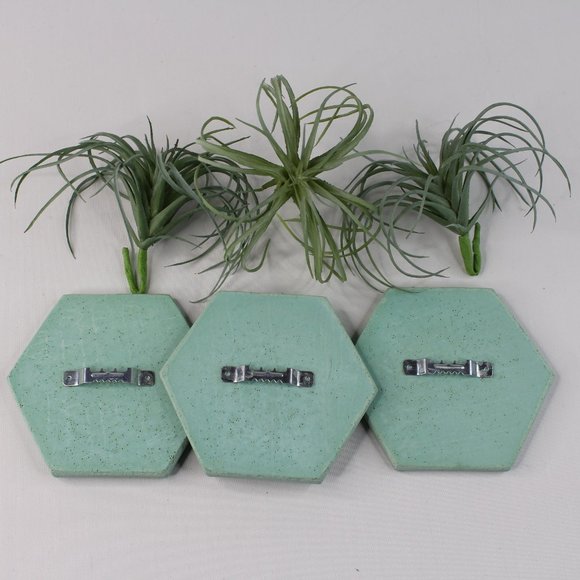 Faux Succulent 3PC Set Wall Pockets Teal #129 - Picture 3 of 4